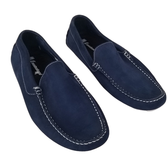 F.Nebuloni Salomon Blanca Blue Suede Slip On Driving Loafers Size 39 - Picture 1 of 12